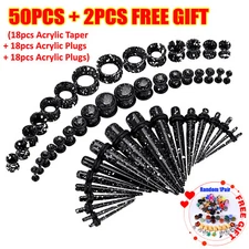 14-50Pcs Ear Stretching Kit Gauge Acrylic Taper Plug Silicone Tunnels 14G-00G US