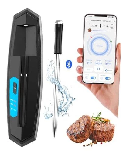 Wireless Meat Thermometer with 493FT Wireless Range, Bluetooth Wireless