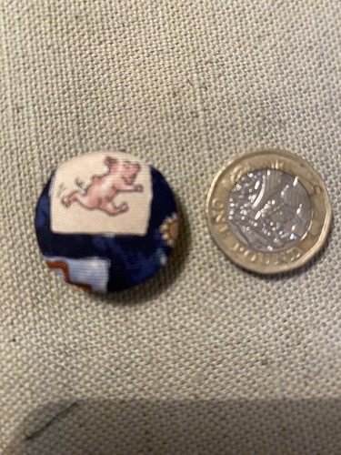 Unique Dancing Pig Silk Covered Buttons Handmade Upcycled Silk 2.5cms - Picture 2 of 2