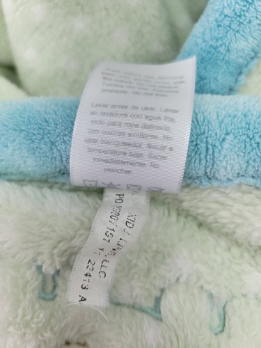 Carters Baby Blanket Elephant Green Polka Dots Blue Trim Security Soft Fleece - Picture 7 of 8