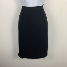 Valerie Stevens Skirt sz 10 Black Straight 100 Silk Corporate Workwear VINTAGE