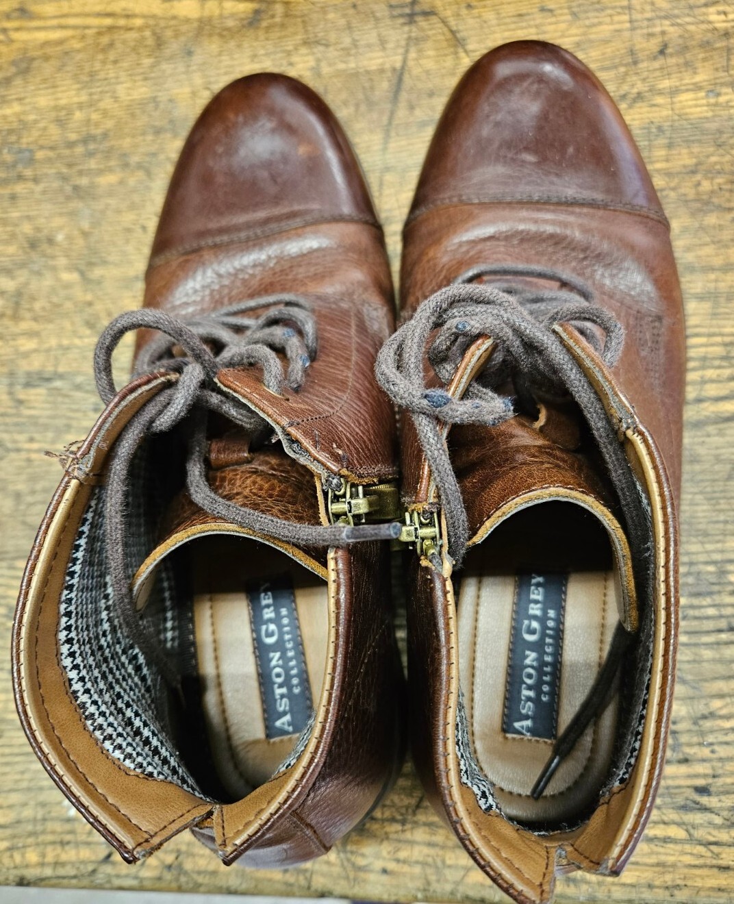 aston grey wingtip boots