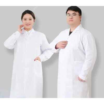 Plus Size Lab Coat Short Sleeve Doctor Nurse Dress Long Sleeve Medical Uniforms