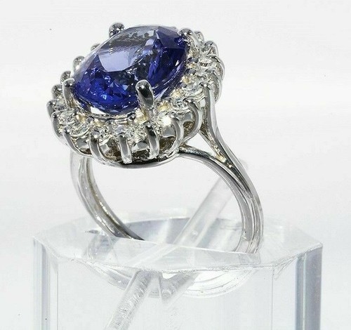 $6,000 5.42CT NATURAL "AAA" TANZANITE & DIAMOND ENGAGEMENT RING 14K WHITE GOLD - Picture 5 of 9