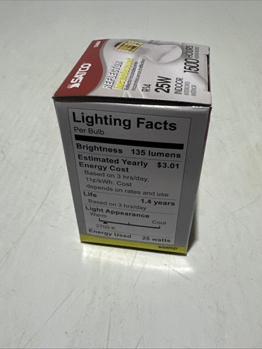 Satco R14 25 Watt 2700k Medium Base Reflector Light Bulb S3604 New - Picture 5 of 5