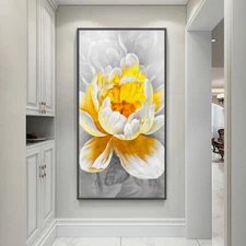 Handmade Landscape Yellow Flowers Peony Texture Oil Painting On Canvas Entrance