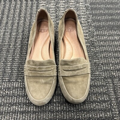 #ad UGG Elise Suede Studded Bling Block Heel Loafer Khaki Taupe Women’s Size 5 $35.00