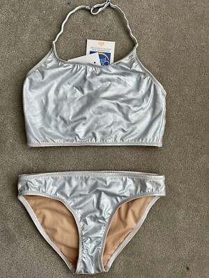 Brandneu mit Etikett J. Crew Crewcuts Mädchen silber Tankini Bikini Bademode Größe 10