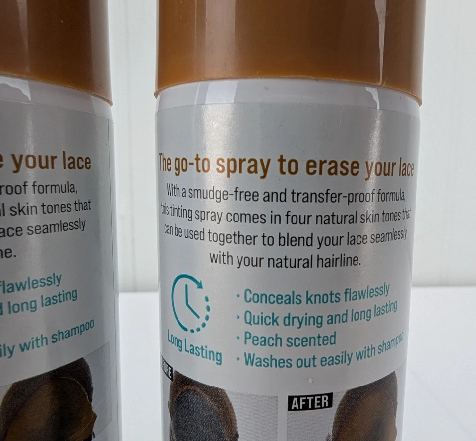 Kiss Colors Care Lace Tinting Spray Medium Brown Lot of 3 Quick Drying 3oz Each - Image 4 of 4