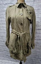 Nwt $595 Gryphon New York Knot Cotton Twill Trench Coat In Army Sz Large