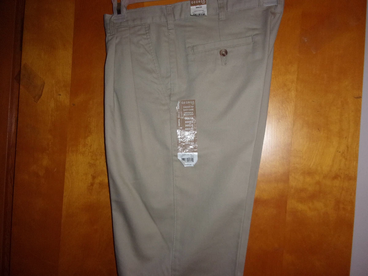 NEW MEN S GEORGE CLASSIC FIT PLEATED KHAKI BARLEY COLOR TROUSERS