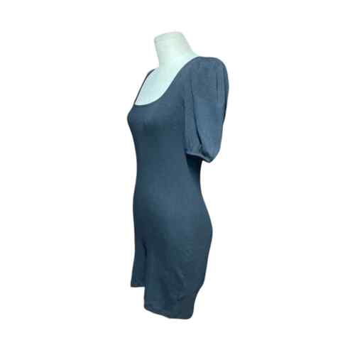 Aritzia Sunday Best Angel Mini Dress Bodycon Puff-Sleeve Ribbed Black Size Small - Picture 4 of 12