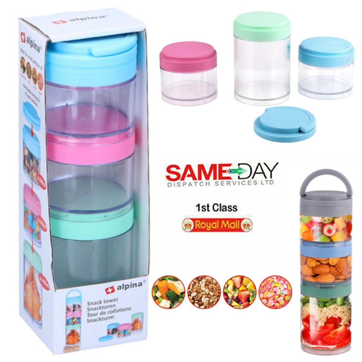 Stackable Snack Tower Food Containers Small Plastic Storage