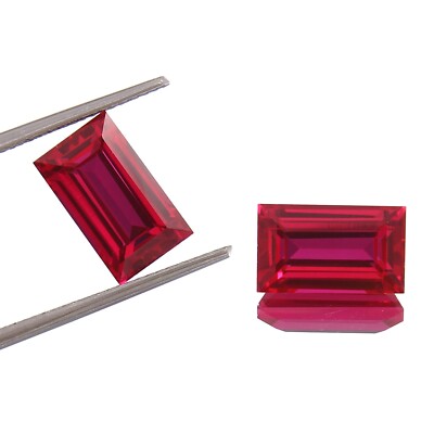 16x12 MM - AAA Natural Flawless Mozambique Ruby Loose Baguette Gemstone Cut Pair
