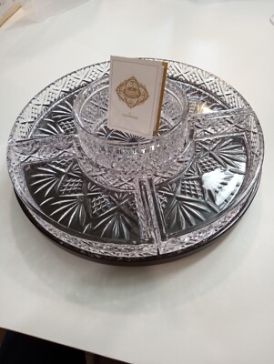Shannon Crystal Dublin 5 Section Lazy Susan Tray  Relish Server