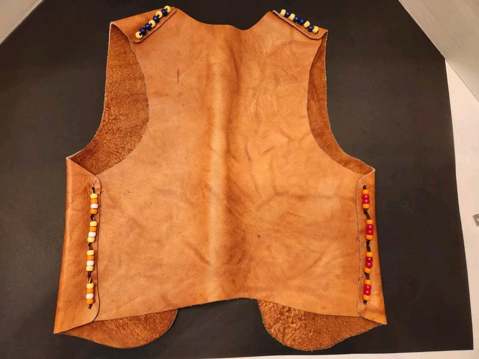Chaleco de cuero hecho a mano para niños talla 10-12 Foto 3 de 4