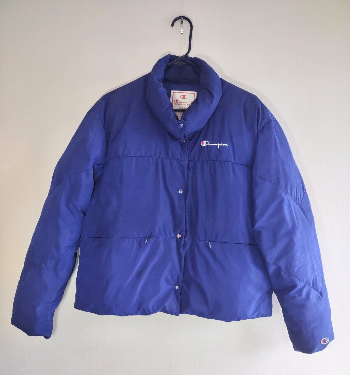 Champion Blue Script Logo Puffer Jacket  Women La… - image 3