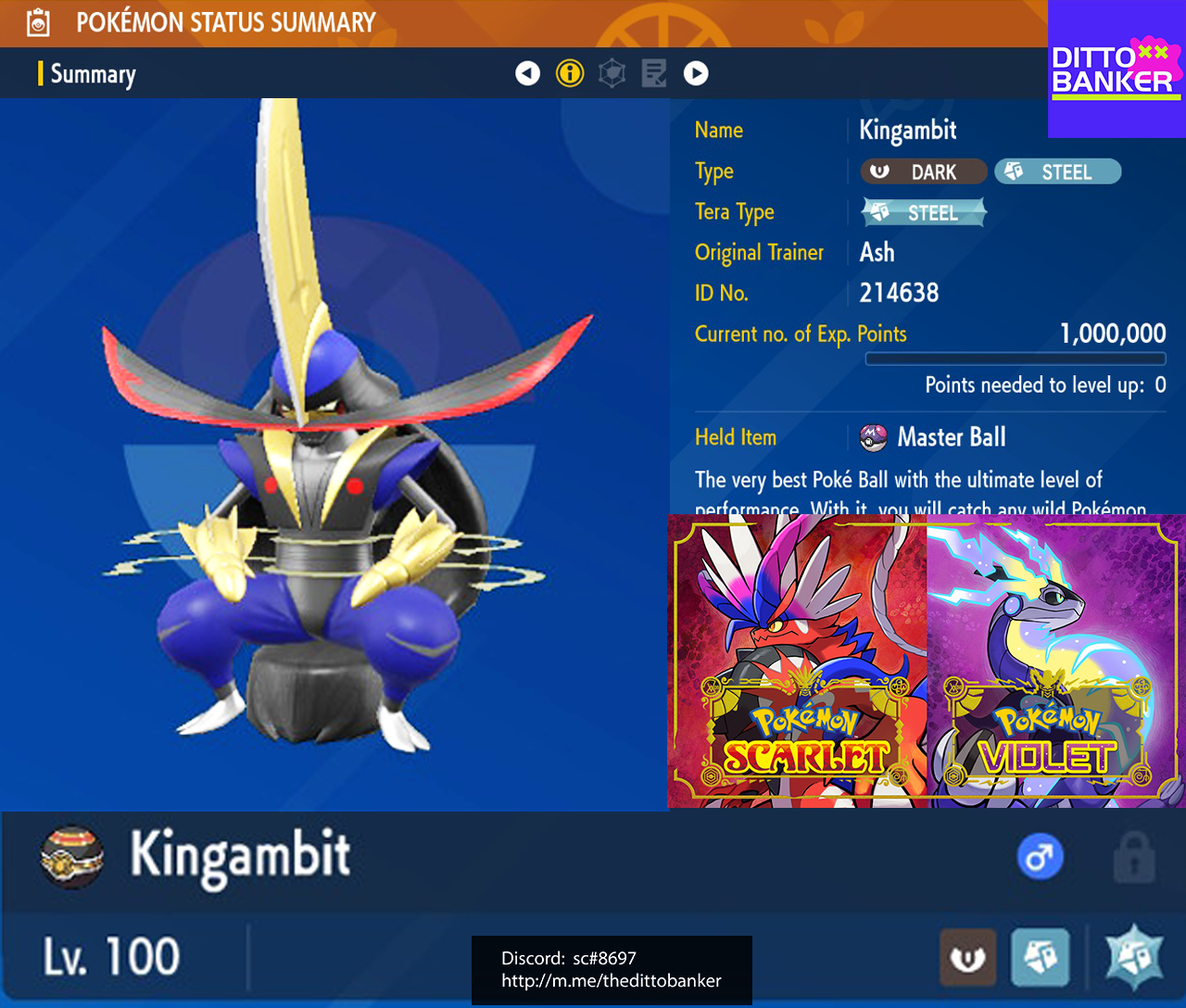 KINGAMBIT Shiny 6IV / Pokemon Scarlet and Violet / Competitive -  Israel