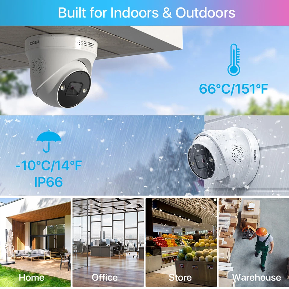 ZOSI 5MP Außen POE Überwachungskamera für ZOSI PoE NVR System Farbnachtsicht - Bild 3 von 4