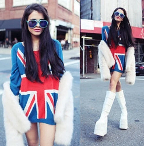 WILDFOX Alta Costura Etiqueta Dorada Save Queen Penny Lane Union Jack Bandera de Inglaterra Británica Foto 2 de 4