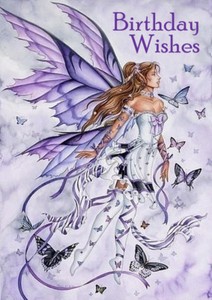 Joyeux Anniversaire Carte De Vœux Belle Fee Ange Dame Et Papillons Ebay