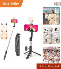 Selfie Stick Tripod with Fill Light Extendable Wireless Remote Phone Stand