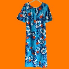60's 70's vintage tropical floral caftan maxi dress LARGE Sear's