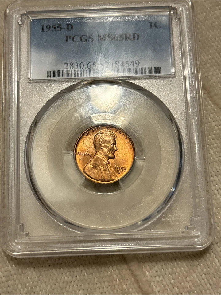1955-D  1C RD Lincoln Wheat One Cent  PCGS MS65RD,Copper Beautiful Red Shiny | - Image 3 of 4