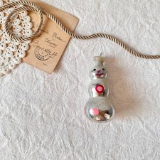 Vintage Soviet Glass Snowman Ornament, Antique, Delicate, Christmas Decor