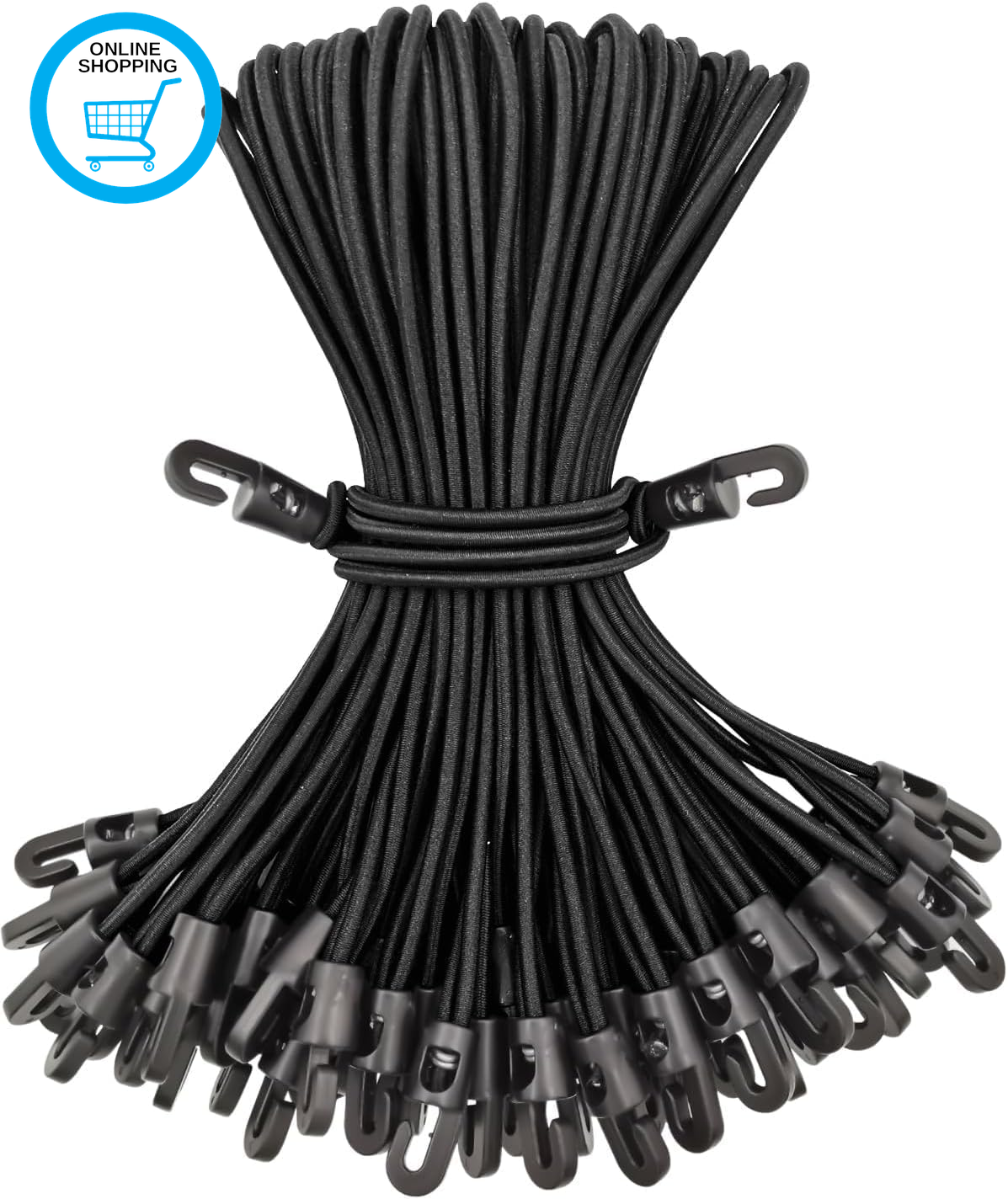25Pcs Small Bungee Cords with Hooks 10 Inch Black Elastic Rope Shock Cords Bunge