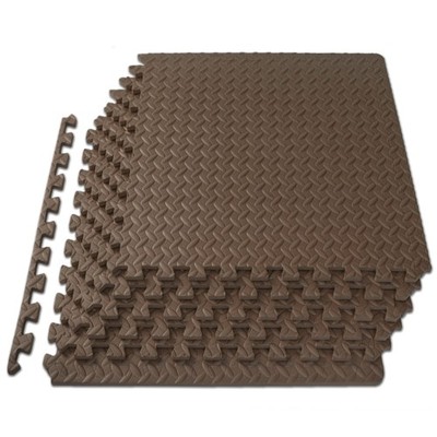 Exercise Puzzle Mat EVA Interlocking Foam Floor Tiles Brown ProsourceFit