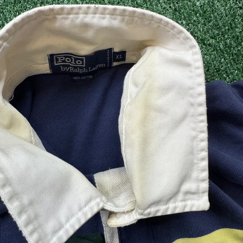 Polo de Rugby Ralph Lauren Vintage Años 90 Para Hombre Talla XL Verde Manga Larga * LEER Foto 3 de 4