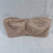 Wacoal 34DD Nude Beige Lace Strapless Bra Rose Floral Pattern Padded