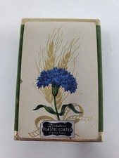 Vintage Duratone Plastic Coated Playing Cards - Blue Cornflower Design