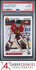 1991 UPPER DECK #335 DOMINIK HASEK RC BLACKHAWKS HOF PSA 10