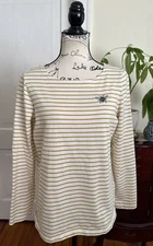 Joules Harbour Women's Sz 10 Embroidered Bee Long Sleeve Cotton Jersey Top L787