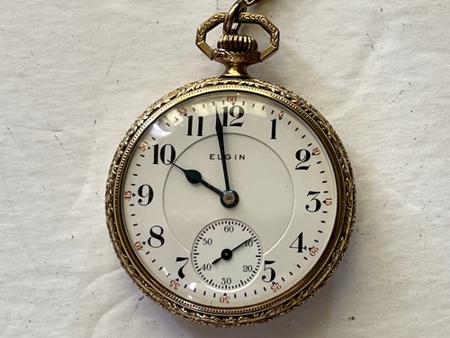 Vintage 1912 Elgin Veritas Class "A" Railroad Pocket Watch - GF, 23J - Runs well