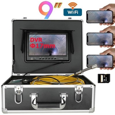 Drain Sewer Pipeline Endoscope Pipe Wifi Kamera 9'' Video Record Screen Lens 17mm
