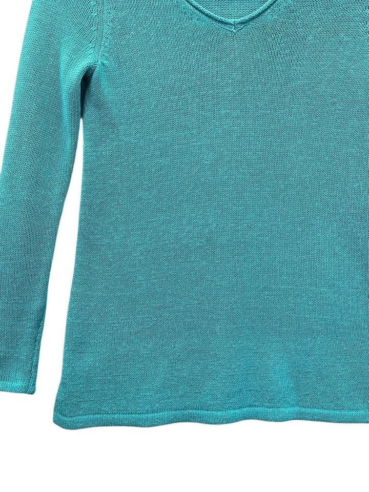 Suéter J. McLaughlin Para Mujer Azul Cuello en V Tejido Abierto Pullover Boho Talla XS Foto 4 de 4