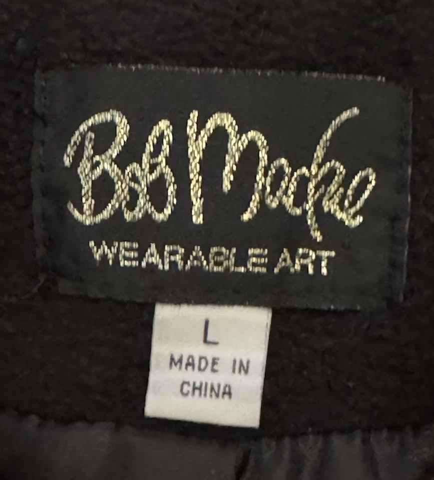 Bob Mackie Wearable Art Vtg Embroidered Faux Fur Collar Zip Vest Women’s Large - Image 2 of 4