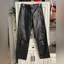 Black Leather Pants size 4 High Wasted Straight Leg Vintage