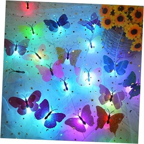 3D LED Butterfly Night Lights, 20Pcs Single and Double Butterfly Decoration
