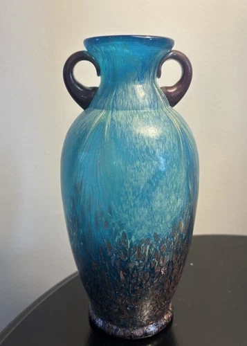 Dale Tiffany Copper Aventurine Amphora Vase with Handles Vintage Art Glass