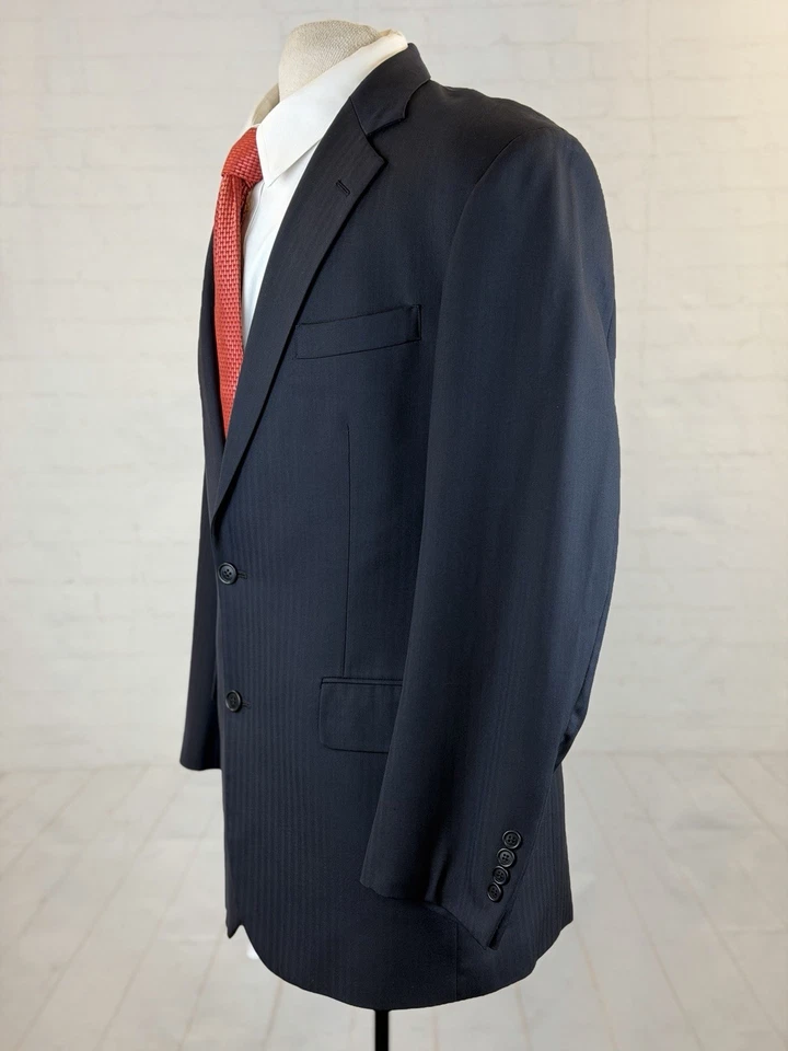 Brooks Brothers 男式海军蓝 100% Saxxon 羊毛套装 42L 35X31 $895 1818 麦迪逊 — 第 2/4 张图片