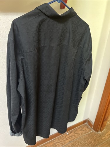 Robert Graham Men's Black Paisley Dress Shirt Buttons Contrast Flip Cuffs 1XLT - Picture 6 of 14