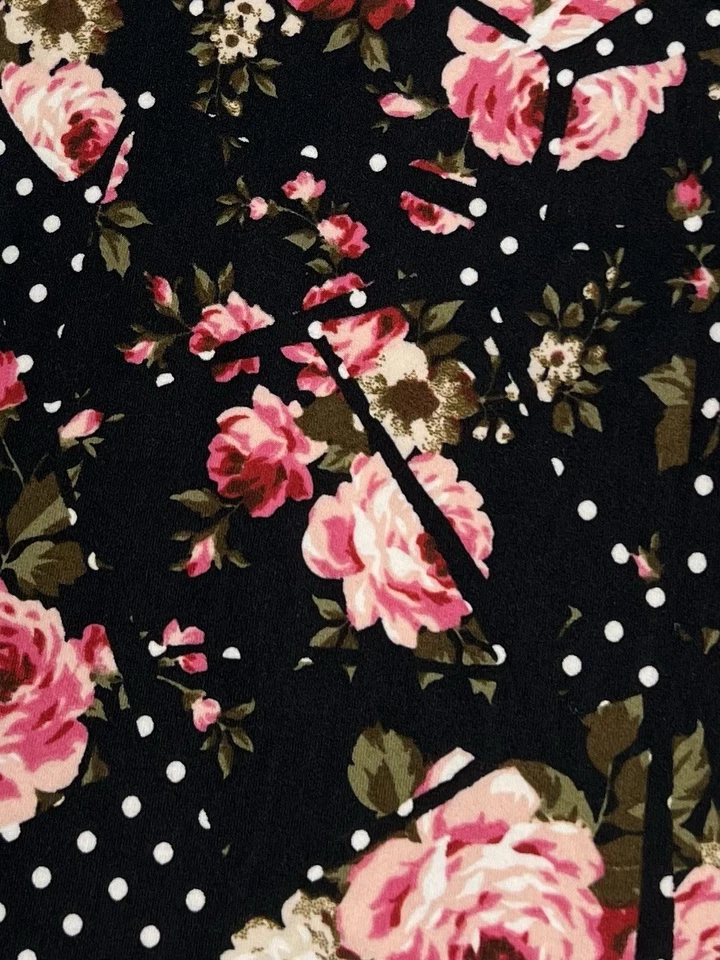 Leggings LuLaRoe TC Alto Curvilíneo Raro Floral ROSA LUNARES MOSAICO FLOR ELÁSTICA Foto 3 de 4