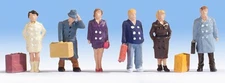 Noch 15219 HO Scale Passengers w/Luggage -- Set #2 pkg(6)