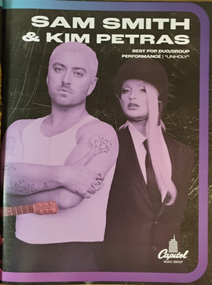 2022 SAM SMITH & KIM PETRAS ORIGINAL (UNFRAMED) magazine PROMO AD 10 x 13
