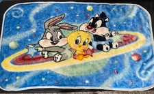 Vintage Baby Looney Tunes Sylvester Bugs Bunny Tweety Bird Space Baby Blanket