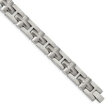 Stainless Steel Brushed and 8.5" Cross Link Bracelet for Women Polished Solid